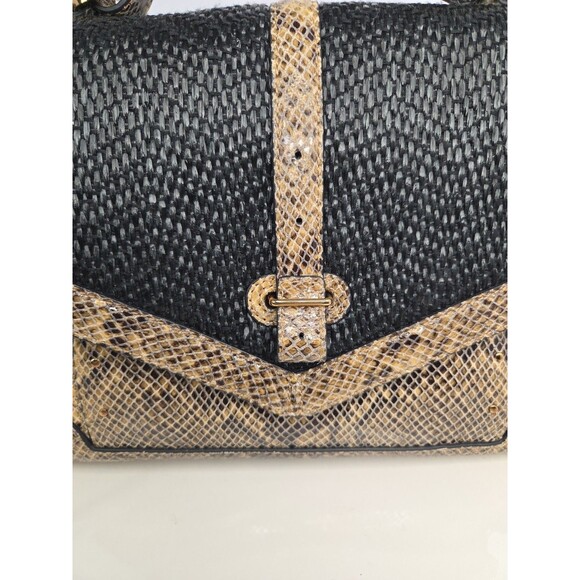 Tory Burch Snake‑Embossed Leather Hand Bag Detachable Shoulder Strap Goldtone Hw - Picture 2 of 16